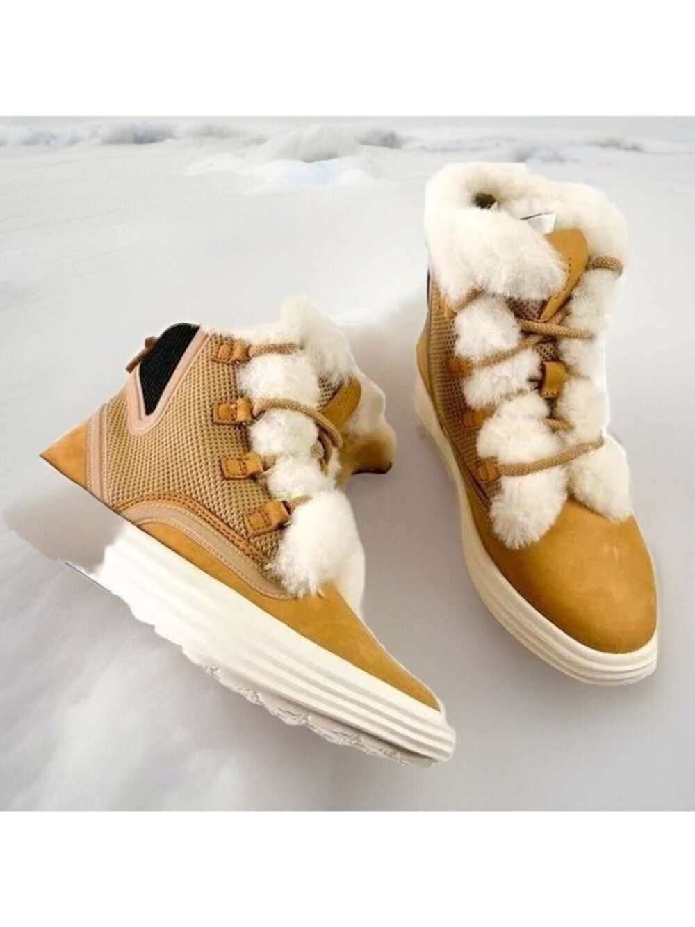 Mark Nason Boots womens 6 Shogun Nellie Shearling Nuback Leather Lace Up